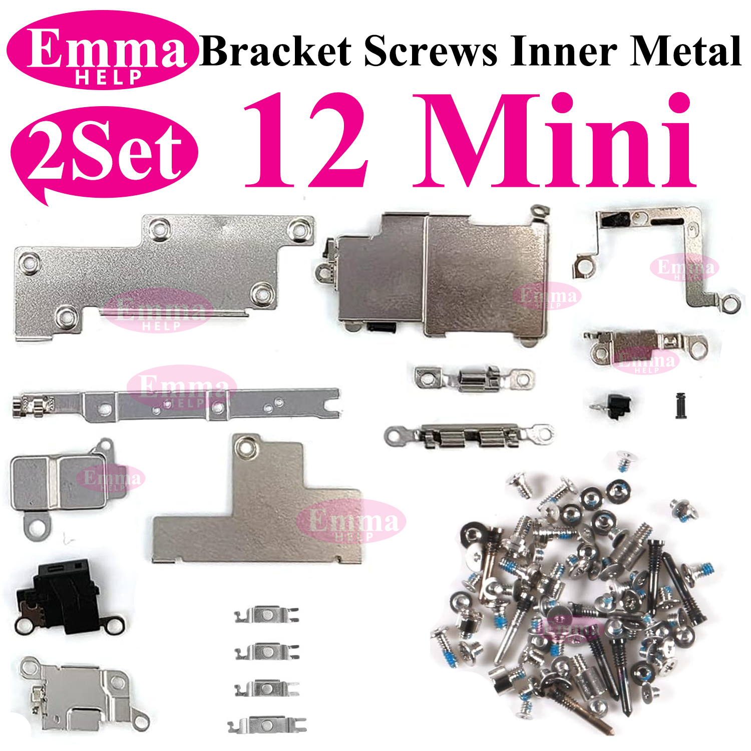 2set Full Inside Small Metal Holder Bracket Shield Plate Set Full Screws For iPhone 11 12 13 Pro Max X XS XR Repair Assessories: Rose