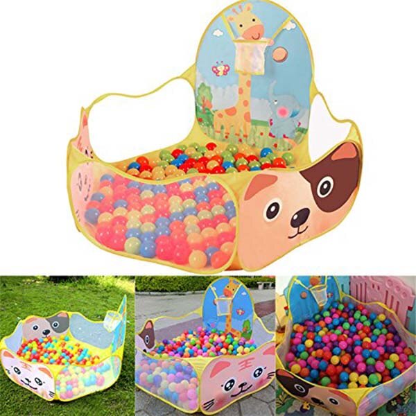 Baby Ball Pool Baby Play tenda portatile Baby Ball Ocean Pool e basket Hoop tema animale