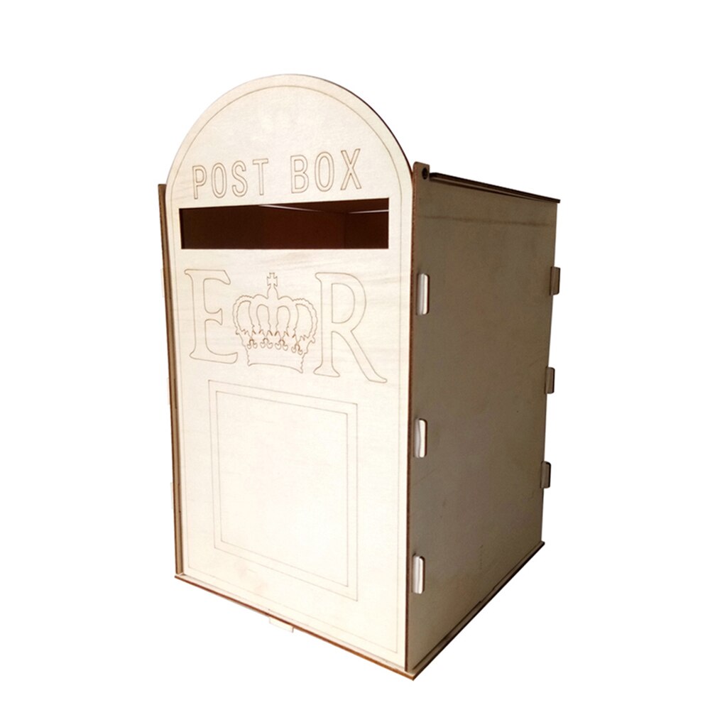 DIY Wedding Card Box Royal Mail Style Ornaments Wooden Wedding Mailbox Post Box With Mini Lock For Baby Shower Party Wedding