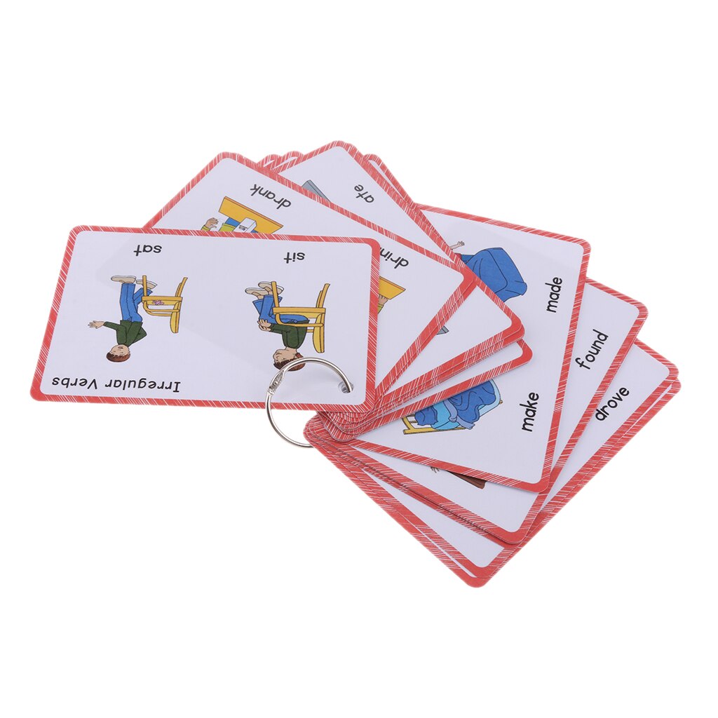 Flashcards With Ring Storing Adorable Illustrations Sight Word Flash Cards: Irregular Verbs - 2