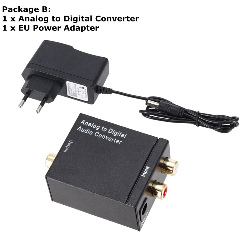 Nyeste analog til digital adc konverter optisk coax rca toslink lyd lydadapter spdif adapter til apple tv til xbox 360 dvd: Eu-stik