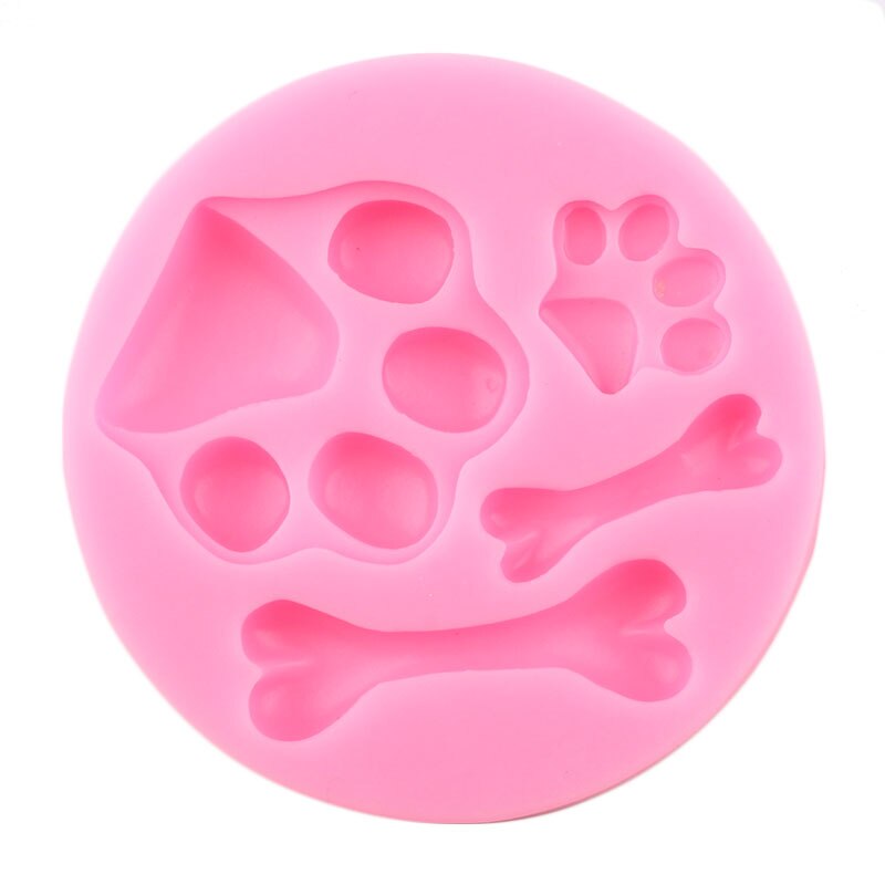 Dog Paw Bone Shape Soap Silicone Molds Cupcake Topper Fondant Molds Candy Clay Mould Cake Decorating Tools DIY Chocolate Moulds