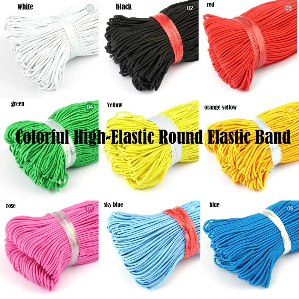 1,5 mm kleurrijke hoog-elastische ronde elastische band ronde elastische touw rubberen band elastische spandex band trim DIY naaien accessoires