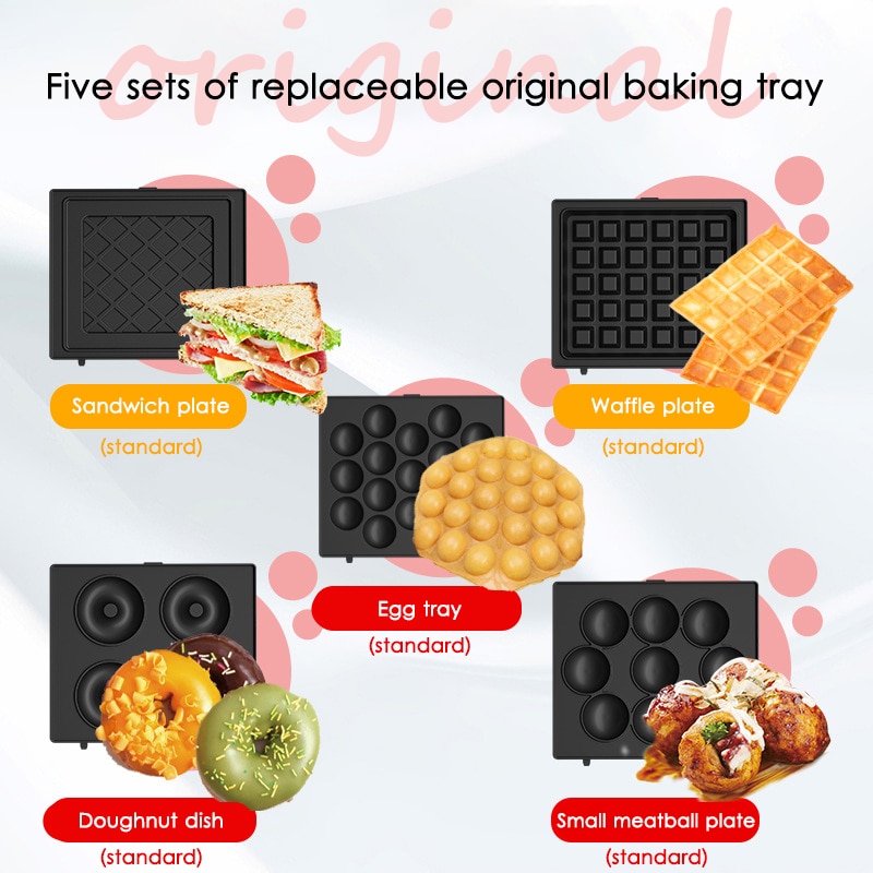 650W Electric Waffles Maker Iron Sandwich Maker Machine Bubble Egg Cake Oven Breakfast Waffle Machine 220V EU Plug
