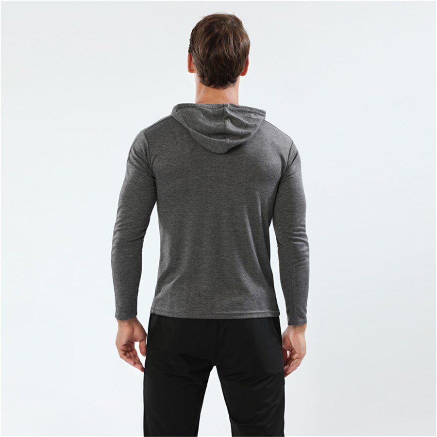 Sportshirt heren rashgard hardloopshirt hoodie met capuchon lange mouwen shirts gym t-shirt fitnesskleding trainingstop sportkleding