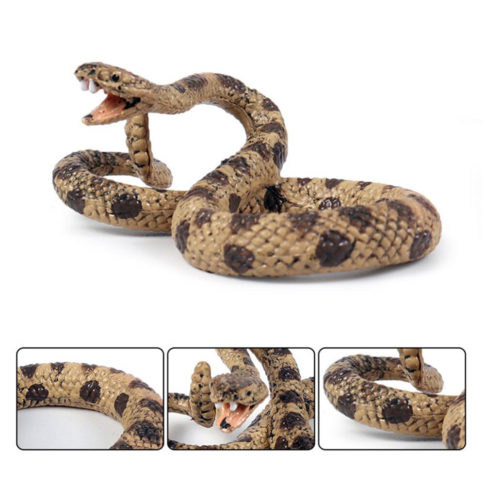 2Pcs Simulatie Snake Speelgoed Plastic Statische Slang Model Speelgoed Levendige Wildlife Diermodel Speelgoed Diverse Kleur (Ratelslang)
