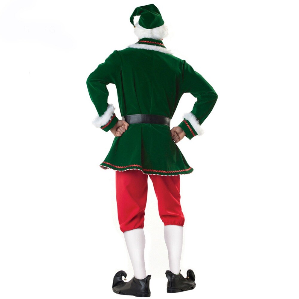 M-3XL Christmas Santa Claus Costume Adult Set With Belt Hat Pants Shoe Covers Novelty Costume Clothes Suit Cosplay Christmas Set