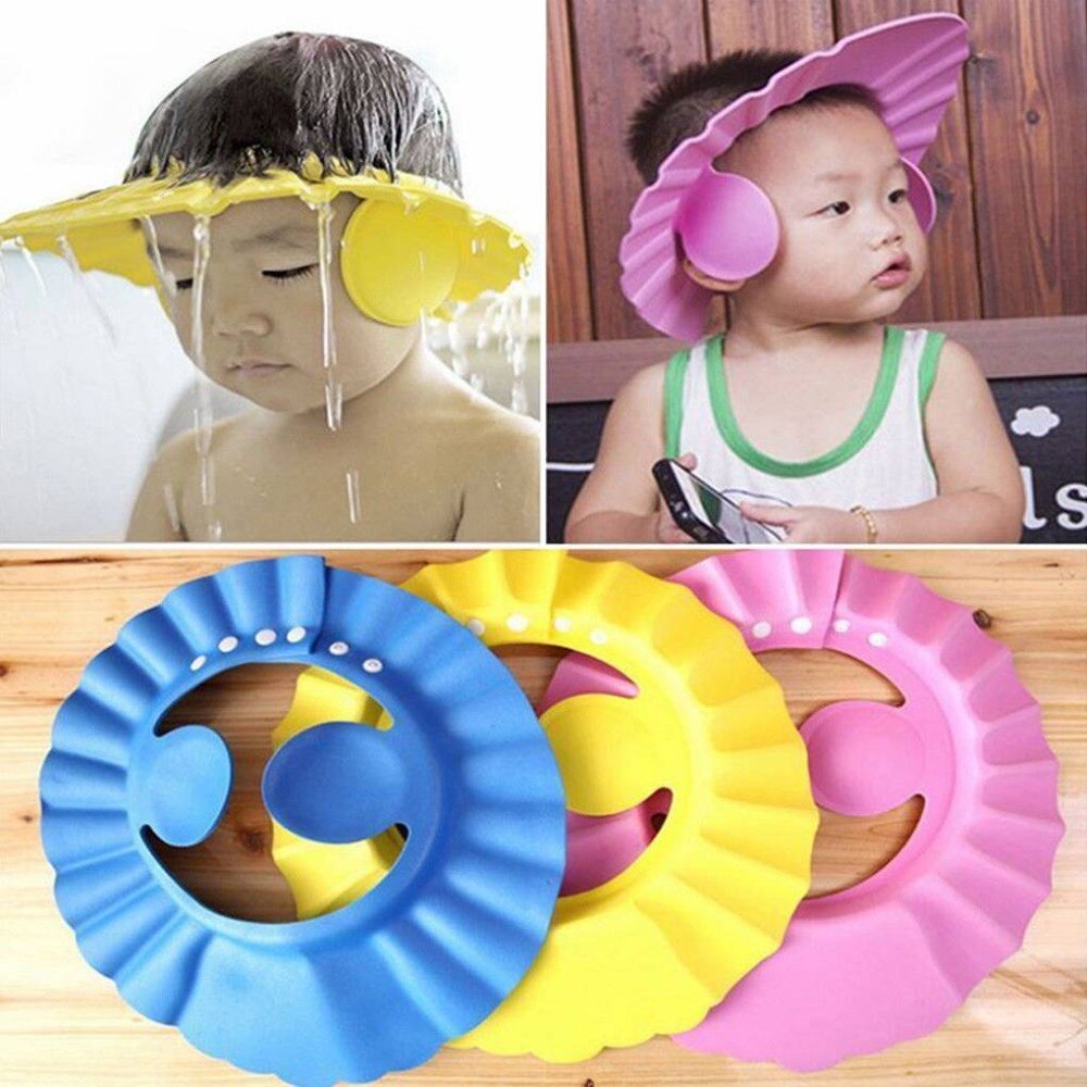 Beskyt børns børn shampoo bad vask hår skjold hat vandtæt baby blød justerbar baby shower cap forhindre vand i øret