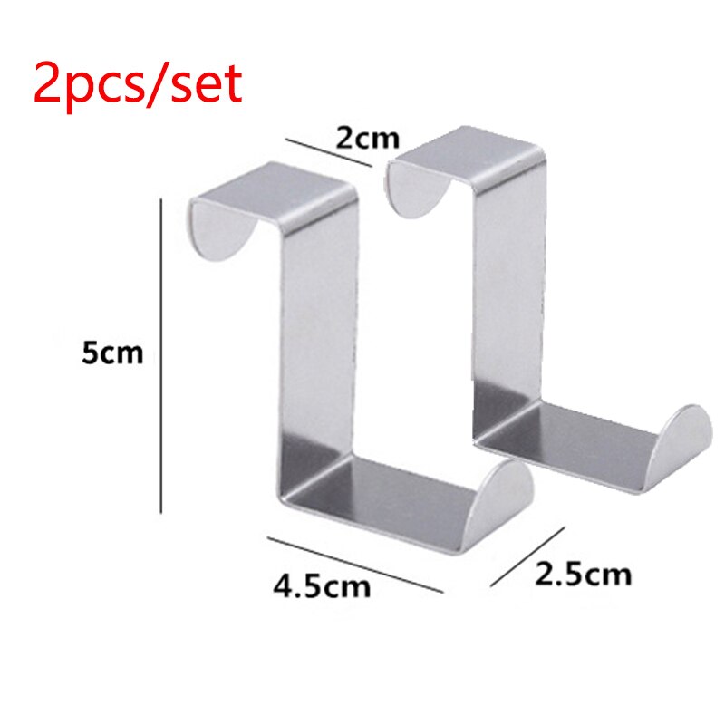 2 st/set rostfria dörrkrokar köksskåp dörrhängare för handduksrock kläder badrumsorganisator z form krokar ställ: 4.5cm bredd 2 st
