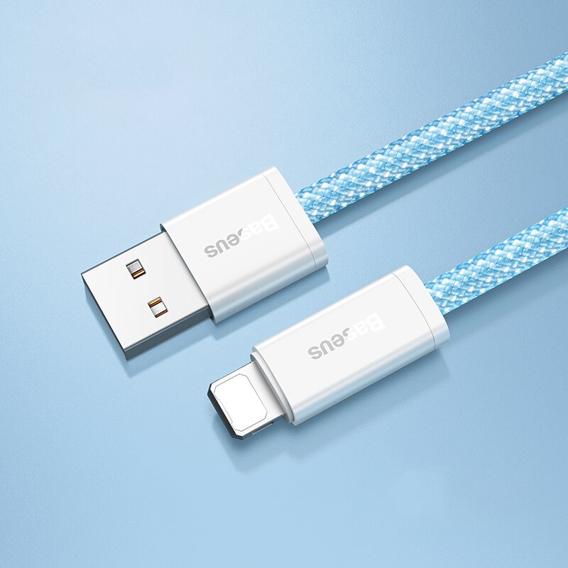 Baseus Usb Kabel Voor Iphone 13 12 11 Pro Max X Xs Xr 8 7 2.4A Snel Opladen Telefoon Data draad Koord Voor Ipad Usb Lader Kabel: Light Blue / 1m