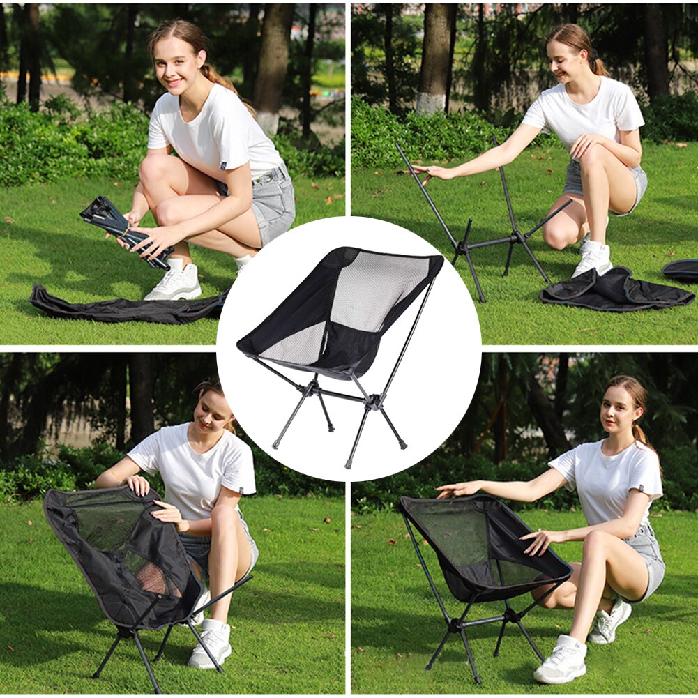 Ultralight Opvouwbare Camping Stoel Rugleuning Stoel Outdoor Outdoor Vissen Aluminiumlegering Draagbare Vissen Carrying