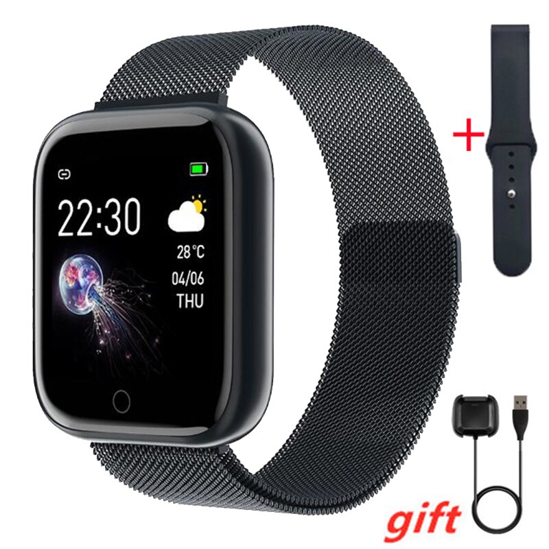 I5 smart watch vattentät pulsmätare fitness tracker blodtryck män kvinnor sport smartwatch för android ios pk iwo: Tillsätt svart stål