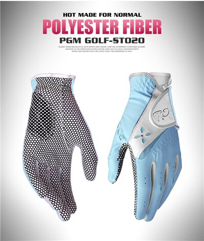 1 paar Frauen Leder Golf Handschuhe Verknüpfungen Rechts Hand Schweiß Saugfähigen Sport Handschuhe Damen Anti-Unterhose Golf Handschuhe d0514: Blau / 17