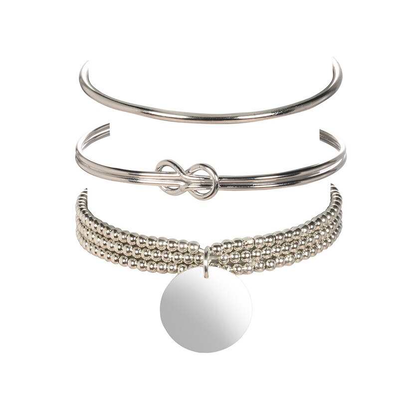 3 st knytknut pärlor armband för kvinnor tillbehör kvinnliga armband armband kostym dam märke smycken silverfärgat armband kvinnlig