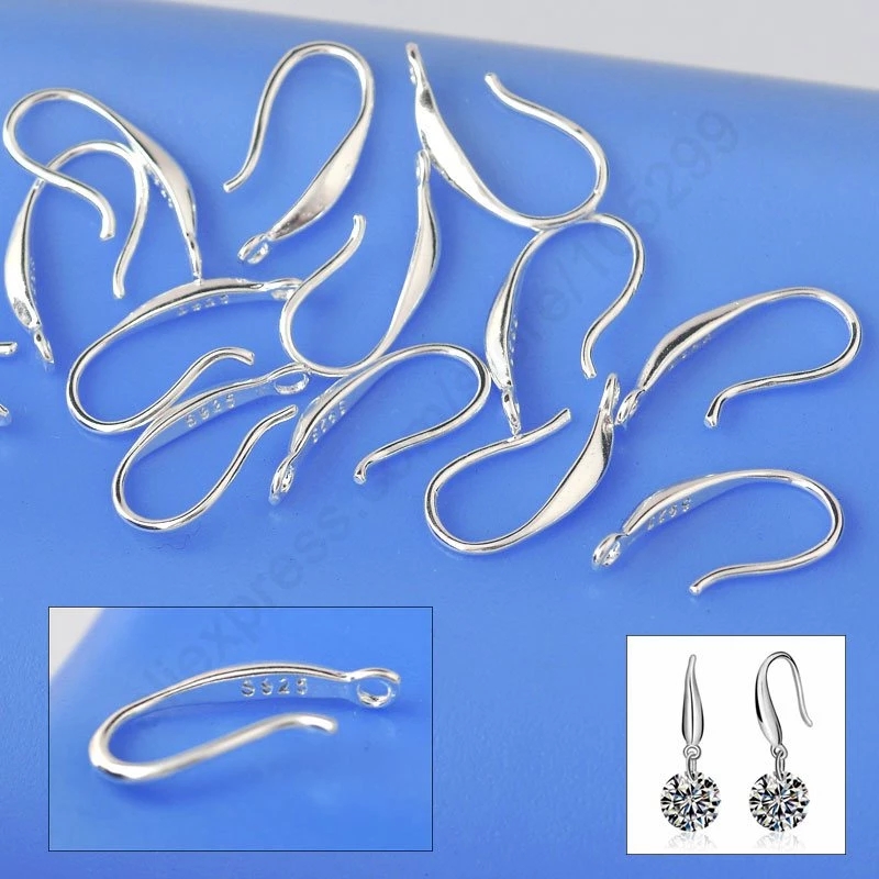 Ganchos para pendientes de plata de ley 925, accesorios para hacer joyas: Verde