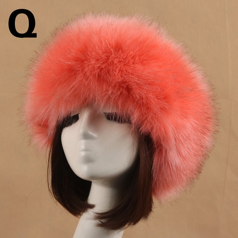 Man Women Fur Hats Tick Fuffy Warm Fox Fur Hat Headband Autumn Winter Russian Thick Hat: 16
