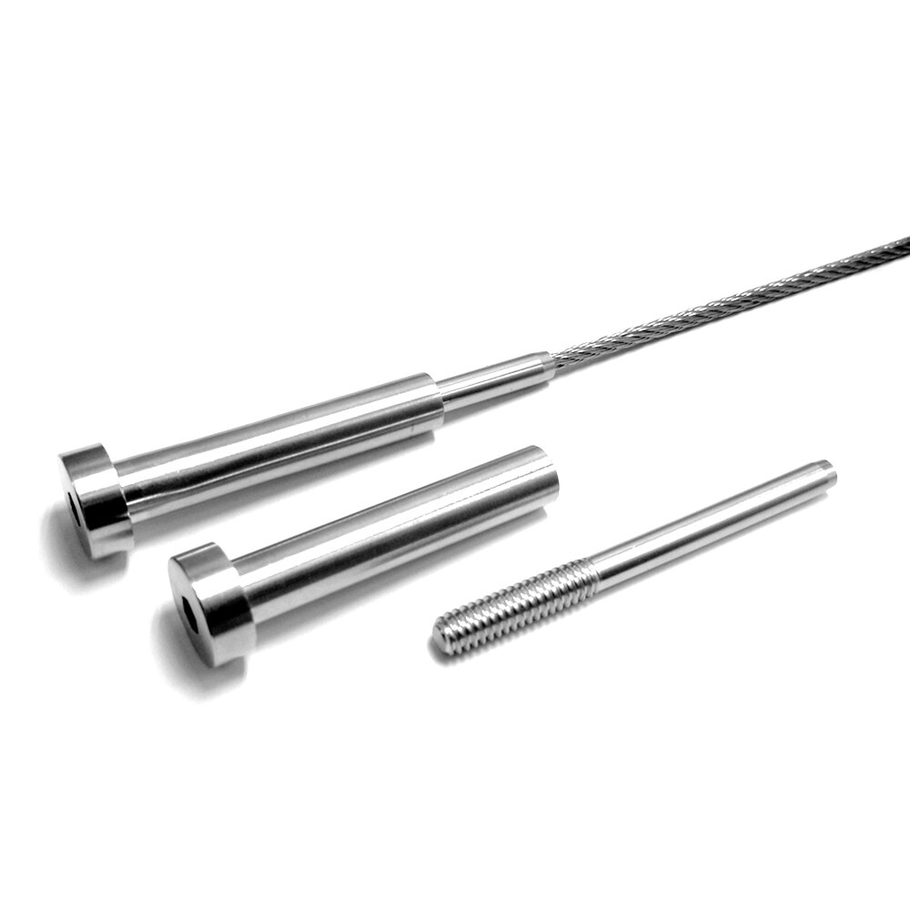 5PCS Stainless Steel Invisible Receiver Stud Swage End Fitting Cable Threaded Stud Terminal For 1/8" Cable Railing