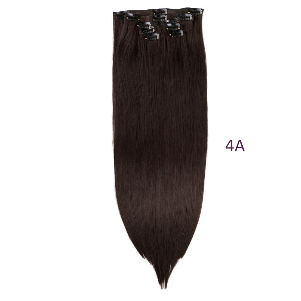 9 väriä 12 klipsiä 22 " pitkät suorat synteettiset hiustenpidennykset klipsit korkean lämpötilan kuidusta musta ruskea hiuslisäke: 4a