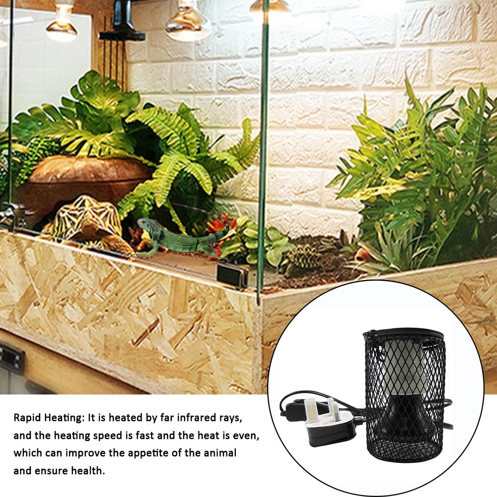 Lamp Ceramic Heating Lamp Heater Reptile Heater Guard Heating Bulb Lamp Enclosure Cage Protector Metal Mesh