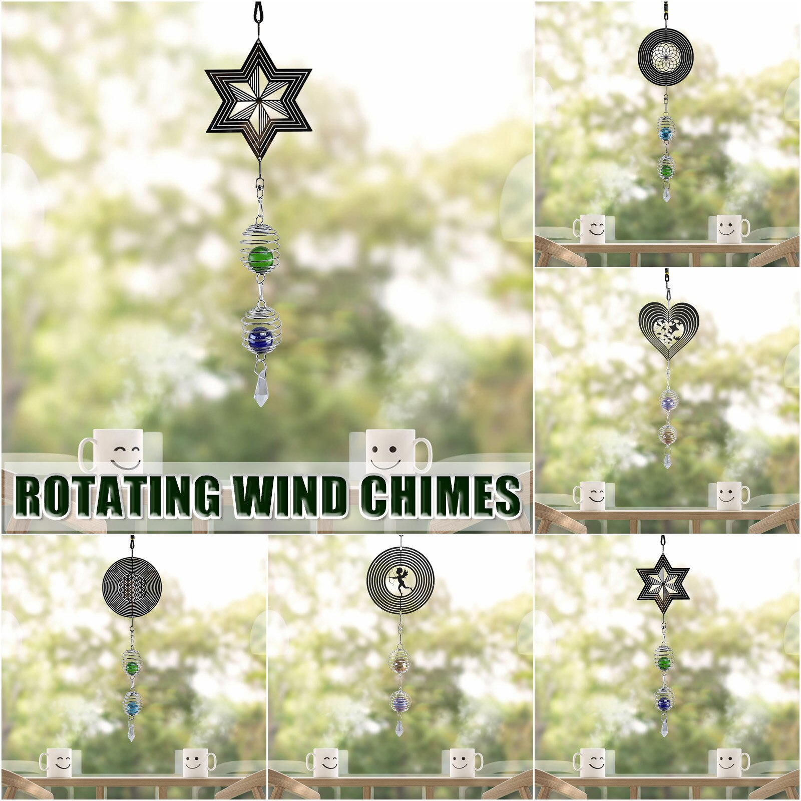 25 # Vintage Roterende Wind Bel Creatieve Hart Ronde Ster Vorm Metalen Wind Chime Unieke Huishoudelijke Handwerk Hanger Home Decor