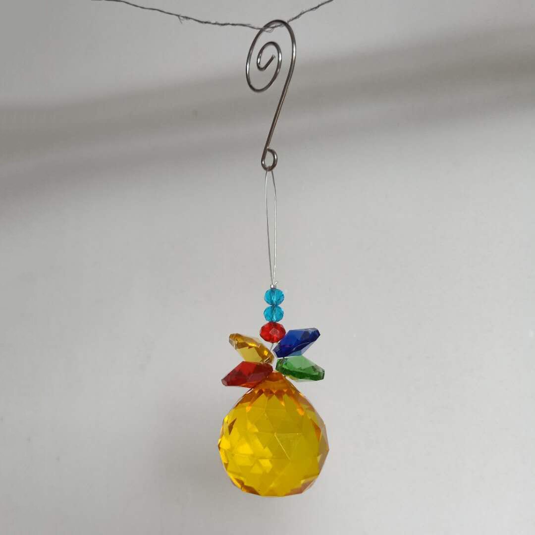 Farge diy krystaller anheng glassperler lysekrone krystaller prismer suncatcher håndlaget krystall hengende ornament hjem dekor: Oransje