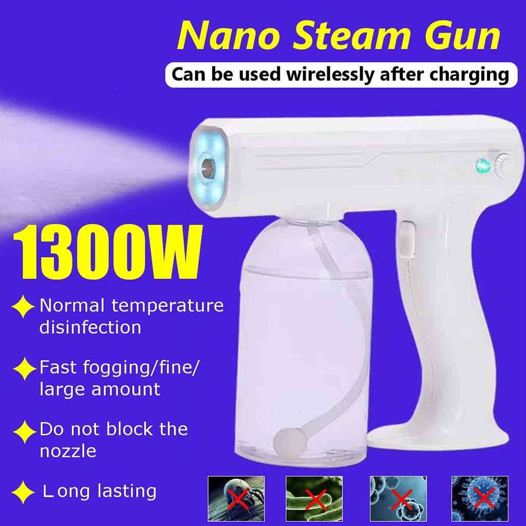 800ML Blue Light Nano Steam Gun Atomizing Fogger Disinfection-Sprayer Gun Wireless Nano Mixed Vapor Nano Battery Spray Machine #