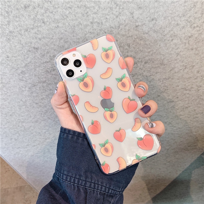 Cute Peach Painting Phone Case For Xiaomi Redmi Note 10 9 8 Pro Note 7 8t 9s 9 lite Back Cover Cartoon Clear Soft Funda