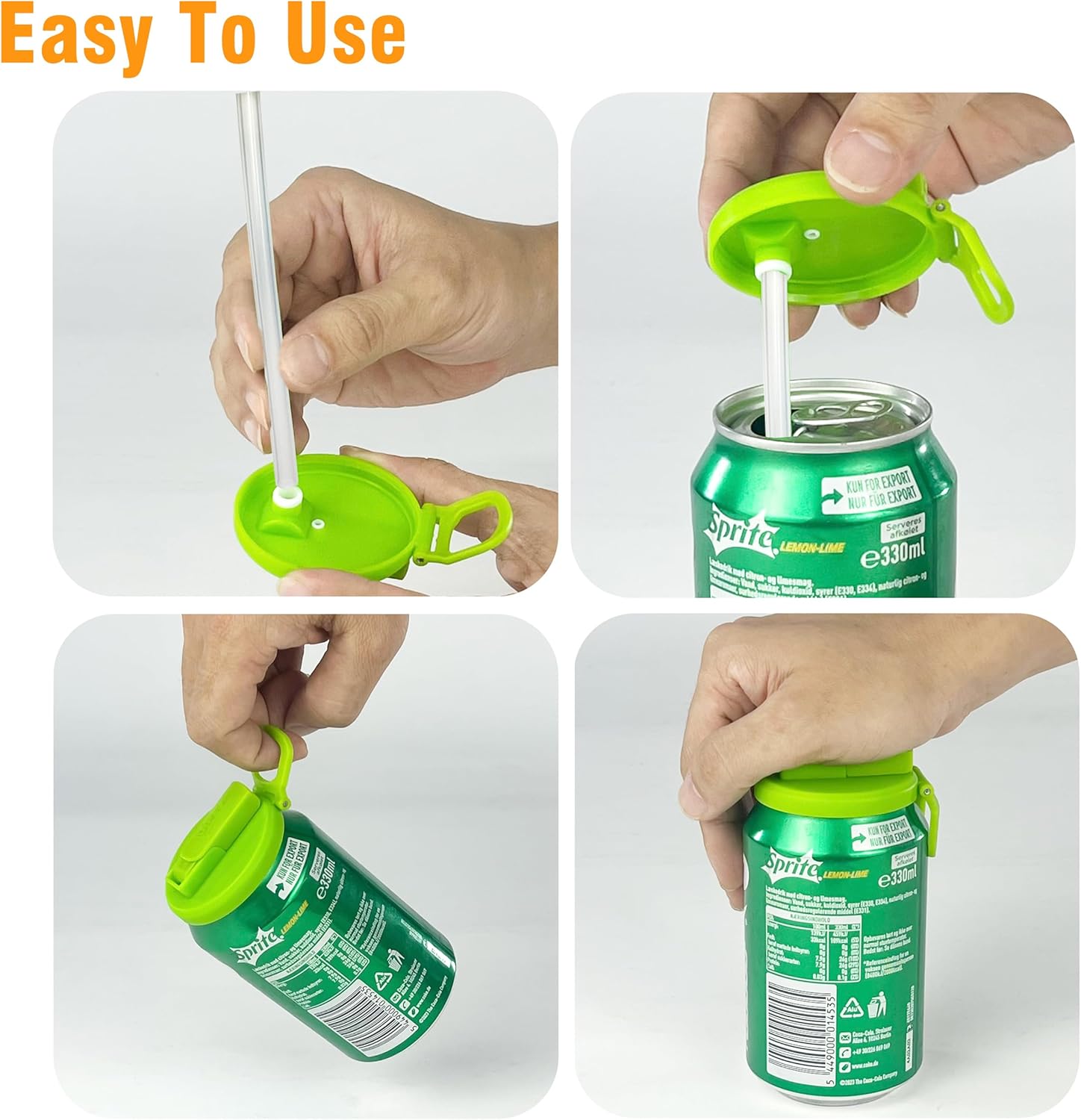 Soda Can Lids with Straw,Silicone Straws Soda ​Can Covers Lid,Reusable for Can Covers for Soda, Beverage, Juice,Seltzer