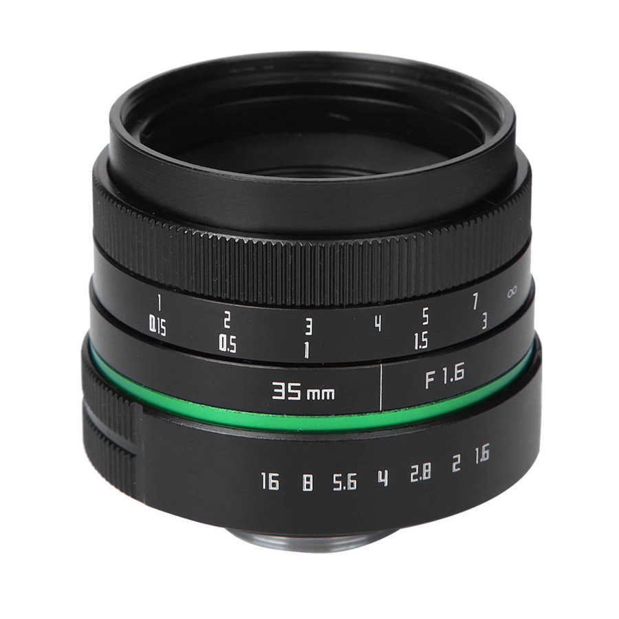 Speilløs kameralinse 35mm f1.6 c- montering apsc foucsing linse bruk med adapter til sony speilløst kamera