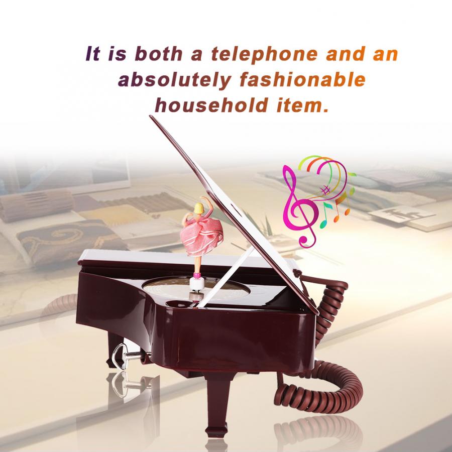 WX-1186# Multi-Functional Brown Piano Shape Telephone Desk Phone Home Decoration telefono fijo para casa landline phone