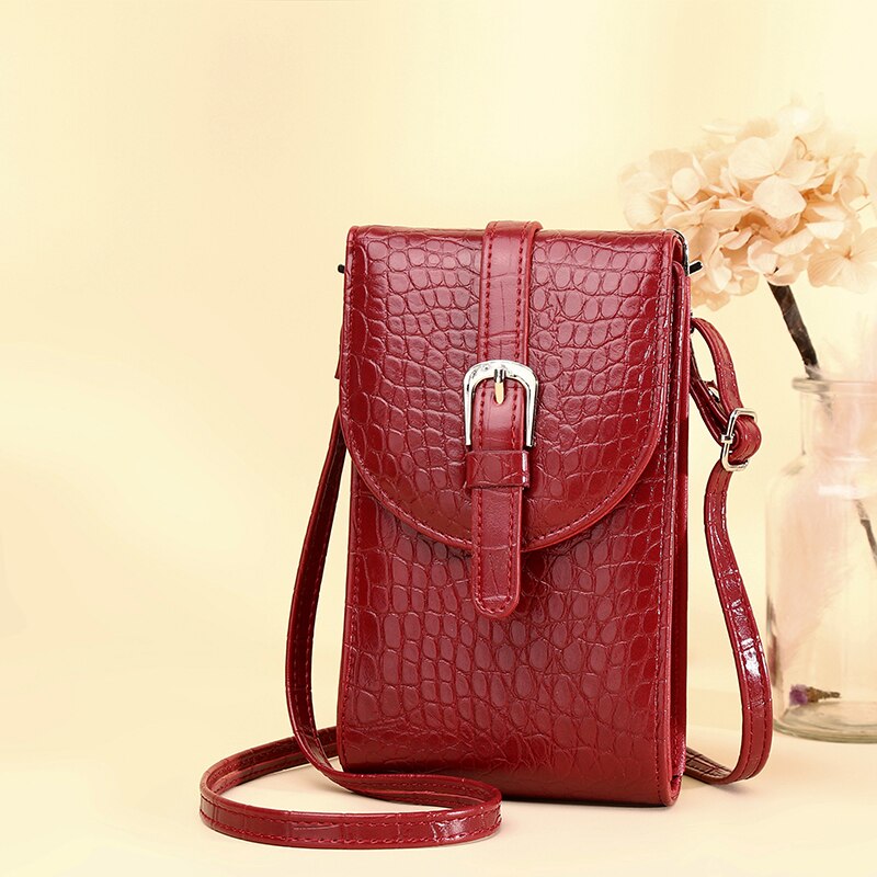 Sac de téléphone à bandoulière pour femmes, petit portefeuille pour dames, porte-cartes, , Mini bourse pour téléphone portable: Red