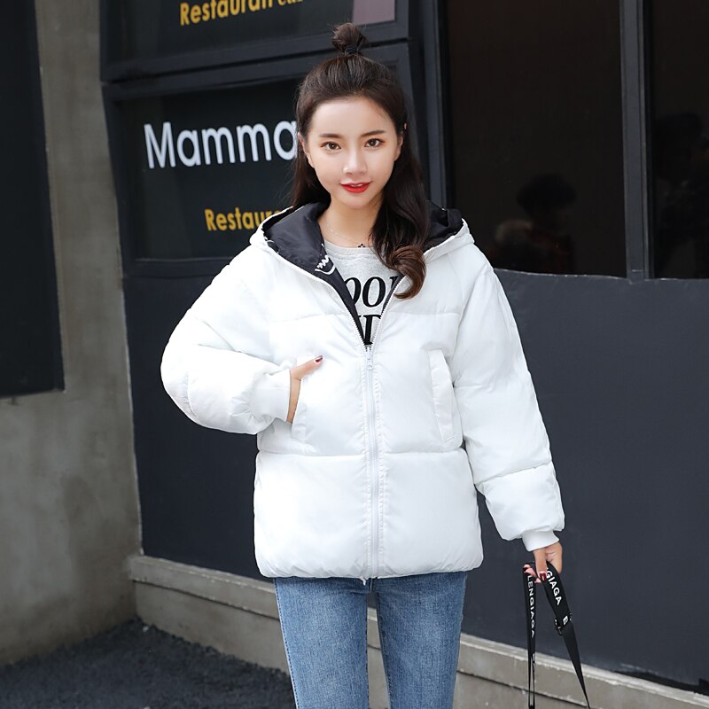 Winter damesjas, beide kanten te dragen, koreaanse stijl, plus size parka, losse dikke capuchon, casual bovenkleding, damesjassen
