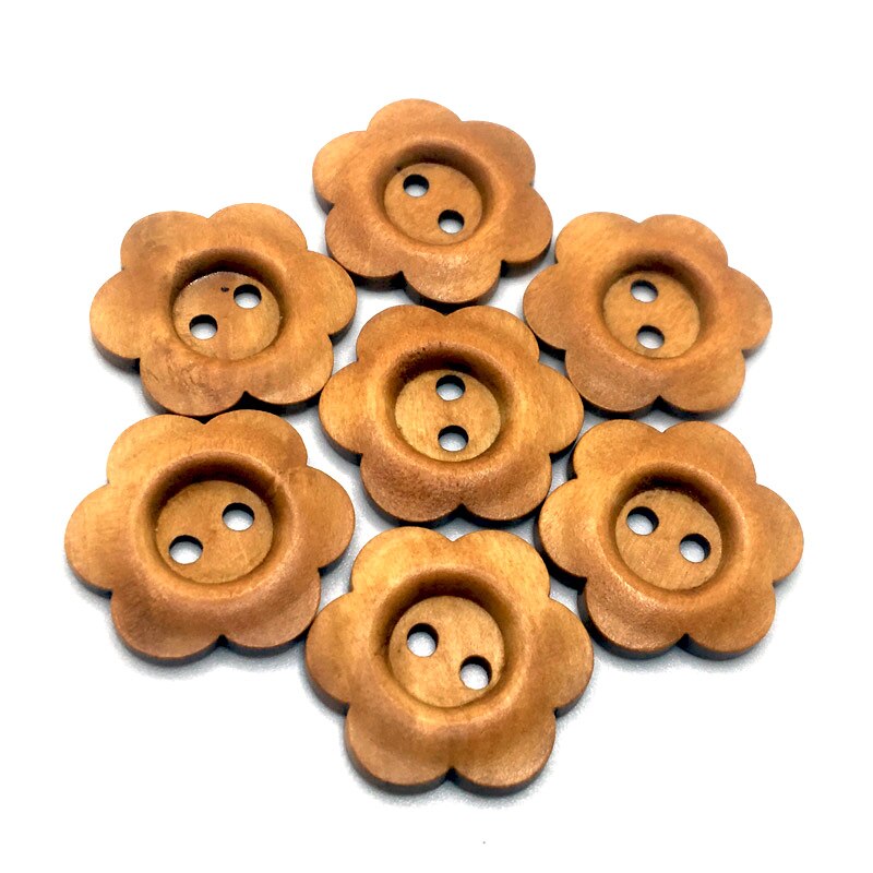 Botones de madera para manualidades, botones decorativos de 2 agujeros con forma de flor Vintage, para manualidades, álbum de recortes, ropa, SC280, 23-30mm, 30 unids/lote: Style-3  23mm