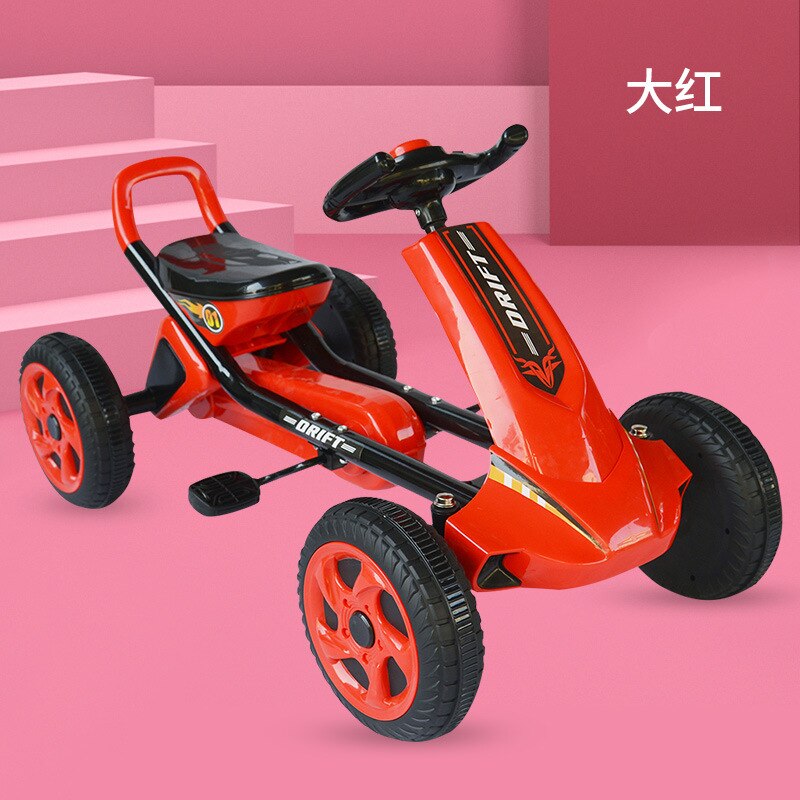 Los niños de cuatro rueda de Go-Kart bebé Pedal bicicleta de ejercicio los niños pueden sentarse cuatro ruedas playa bicicleta Pedal de bicicleta: E01 Red