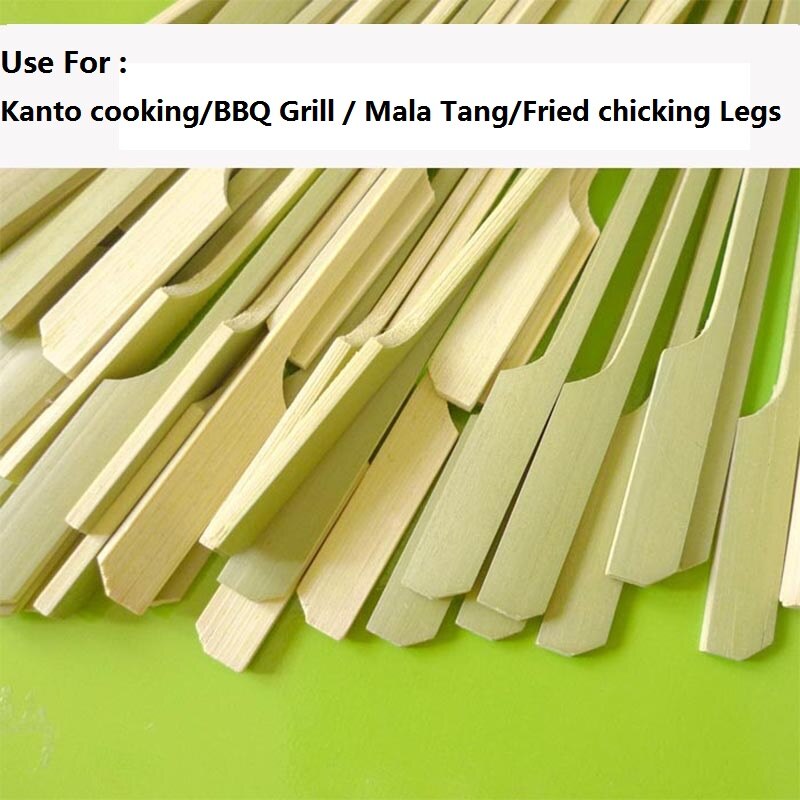 100 pz 18cm/7 "pagaia di bambù scegliere spiedini bastoncini di torrefazione per frutta BBQ griglia stuzzicadenti usa e getta piatto di legno antipasto spiedino