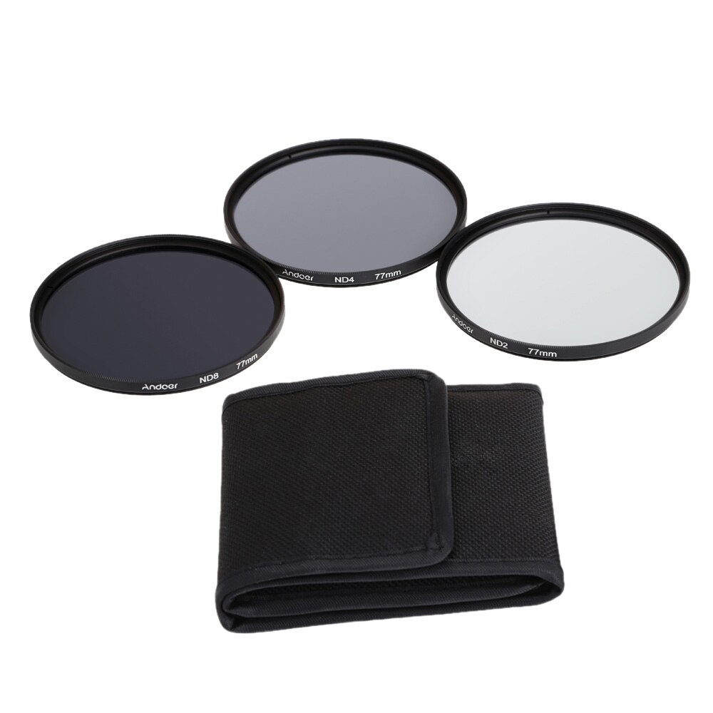 Andoer 77Mm Fader Nd Filter Kit Neutrale Dichtheid Fotografie Filter Set (ND2 ND4 ND8) voor Nikon Canon Sony Pentax Dslr &#39;S