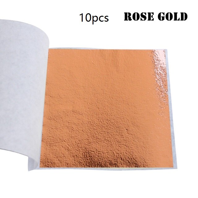 10 Stck Gold Folie Papier DIY Nagel Gold Blatt Blätter Malerei Gold Blatt Papier Harz Dekoration Gold-überzogene Möbel Gold Folie: Rose Gold 10Stck