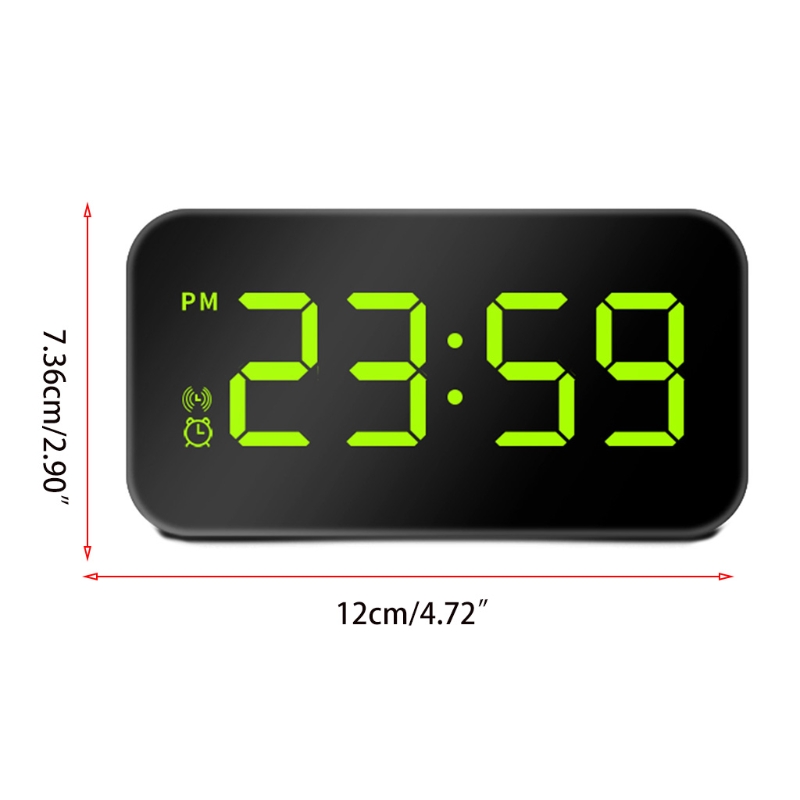 LED Digital Voice Control Alarm Clock Dual USB Powered Easy Snooze Brightness Adjustment Battery Backup Bedside Clock