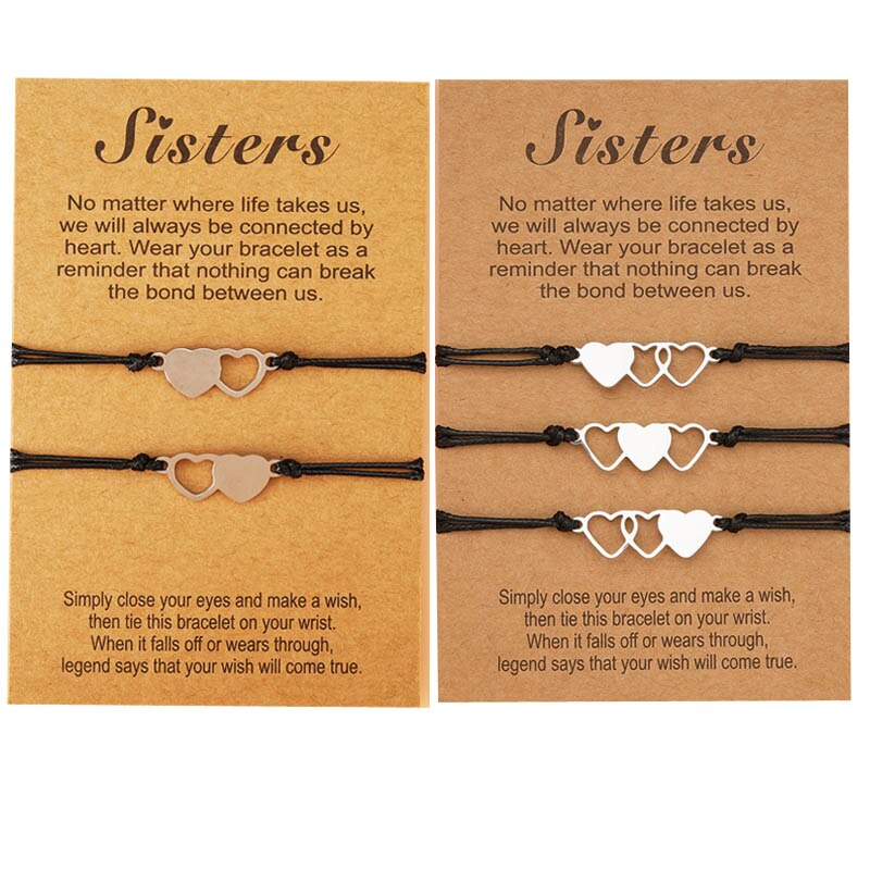 2/3/4 Sisters Bracelet Three Best Friend Bracelet Set Heart Shaped Hand Woven The Best Long Distance Friendship Bracelet