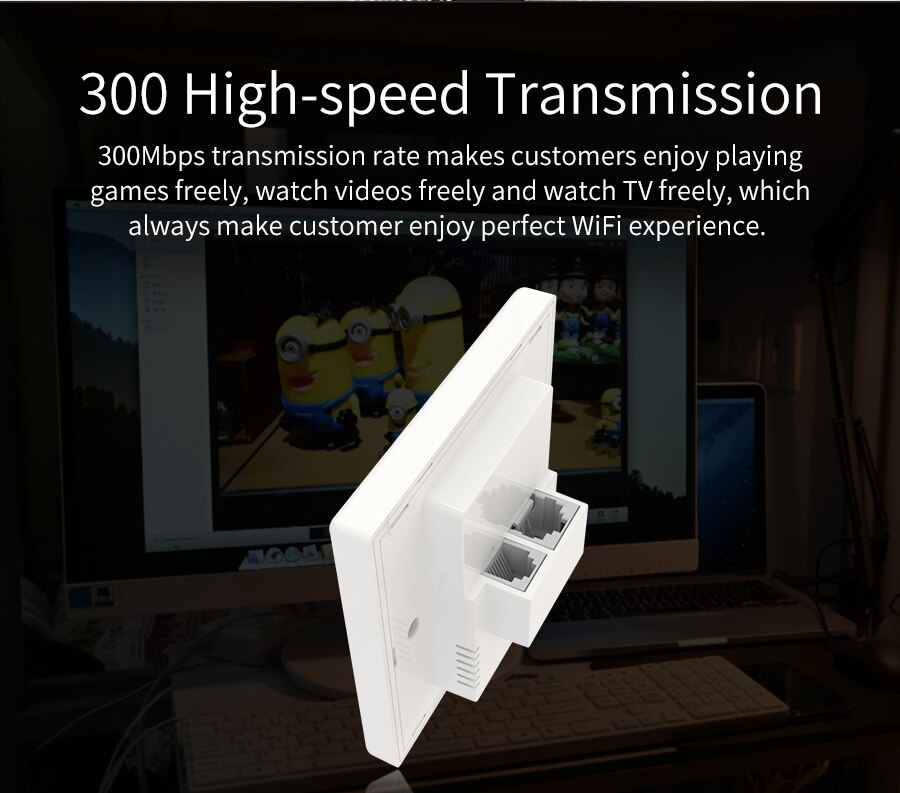 COMFAST 300Mbps 2.4GHz In wall Wireless AP Router for Hotel Room & VLAN and Access RJ45 /RJ11 Controller wireless wall wi fi AP