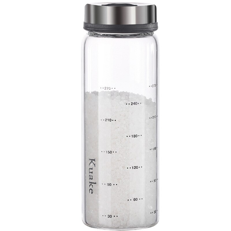 Holaroom høj borosilikatglas krydderi dåse salt sesam fast krydderi segl flaske peber krydderi shaker med roterende  mj827