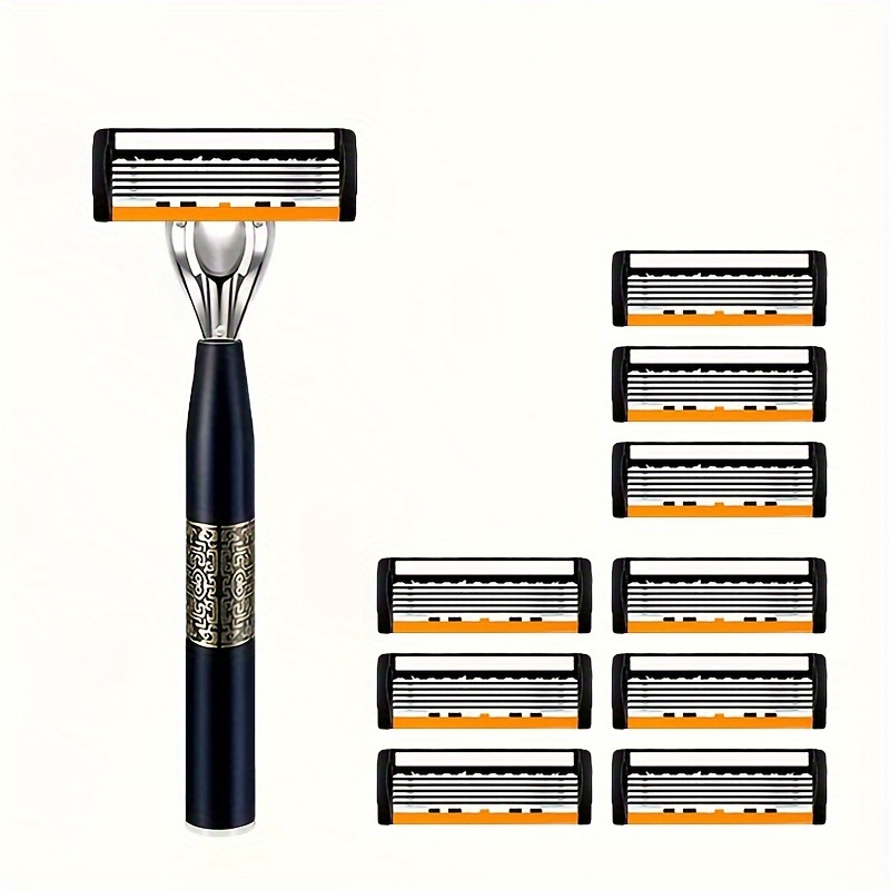 Maquinilla de afeitar clásica de seguridad de 6 capas para afeitado para hombres y depilación para mujeres, cuchillas de afeitar, afeitadora Manual: Negro