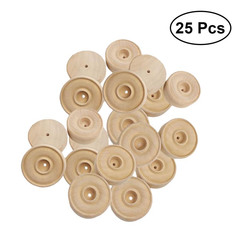 25pcs DIY Round Wood Small Wheels For Toys Crafts Handmade Wheels Wood Accessories DIY Handmade Crafts Supplies Party Decor