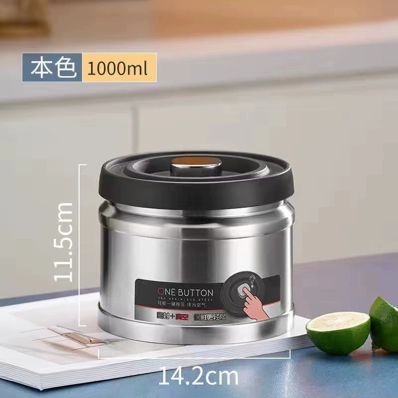1100/1600 ml Koffieboon Vacuüm Verzegelde Tank Roestvrij Staal Vacuüm Opbergdoos Druk Type Koffiebonen Thee Verzegelde Kan keuken Gebruik: TRANSPARENT