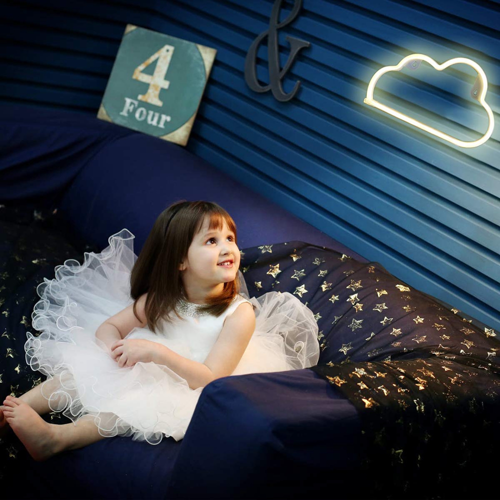 Led neon vegglys batteri eller usb-drevet skylampe lyser opp til hjemmet barnerom bar festlig fest julebryllup