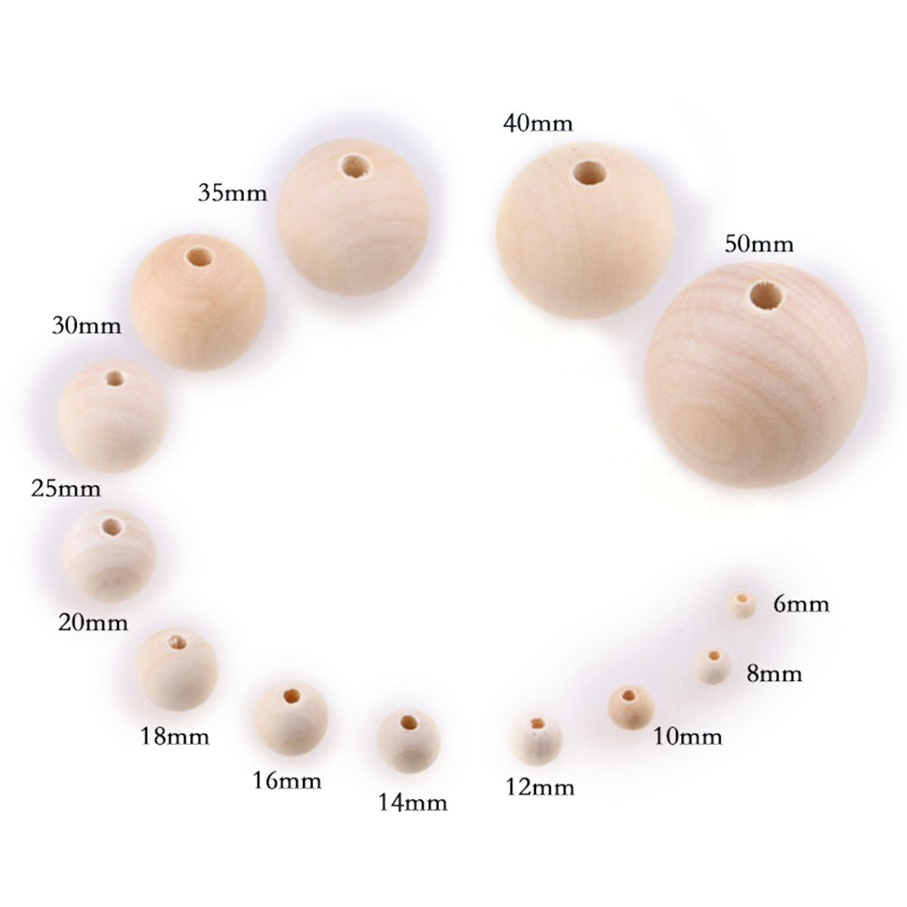Cuentas de madera redondas, bolas de madera de 6/8/10/12/14/16/18/20/25/30/35 ~ 50mm para joyería DIY, pulsera colgante, decoración hecha a mano: plum / 11-12 cm