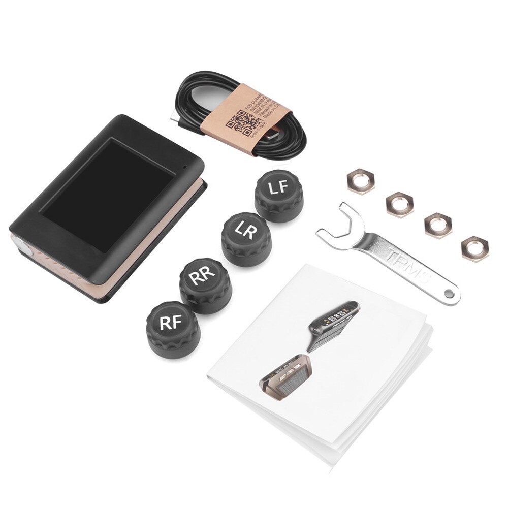 Solar Smart Car Digital Tyre Pressure Monitor System Tpms Tire Security Warning High Temperature Alert External Sensors