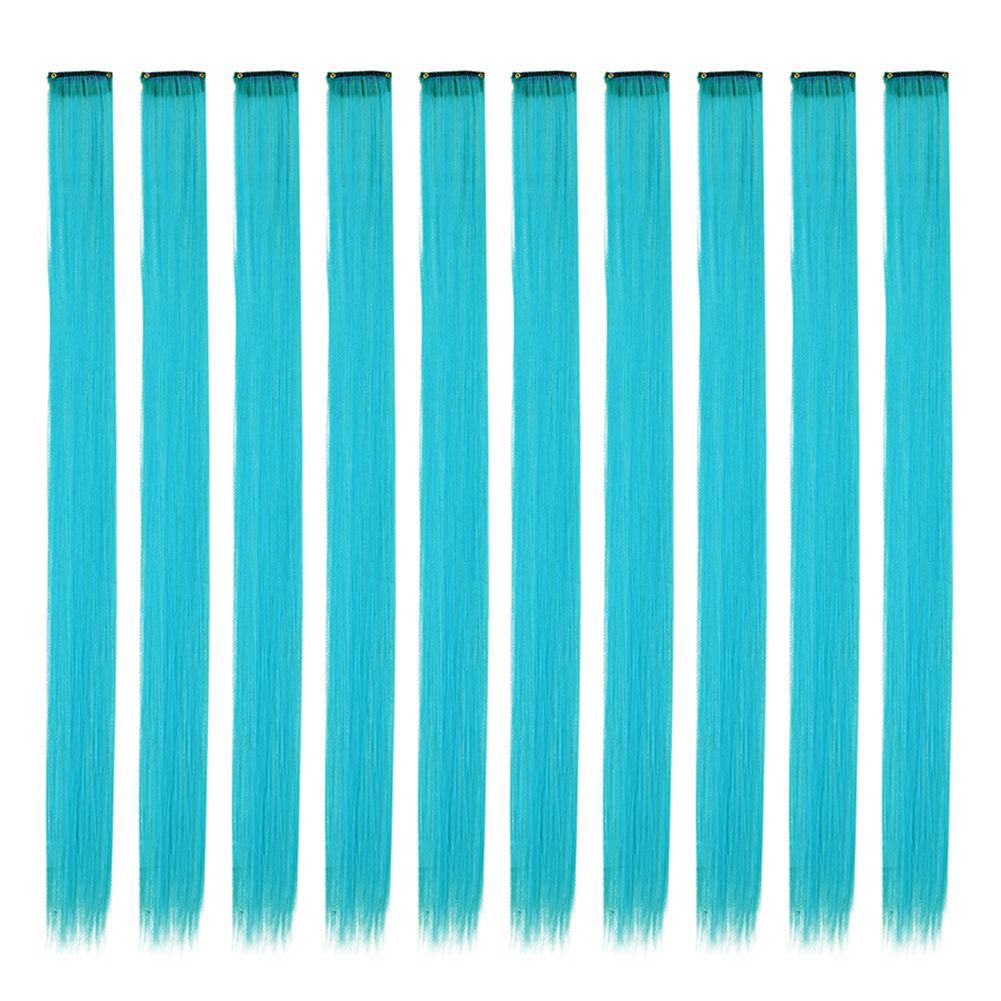 Synthetische 10 Stuks Steil Hair Extensions Clip In Haarstukjes 22 Inch Hightlight Kleurrijk Haar Voor Vrouwen Feest Cosplay