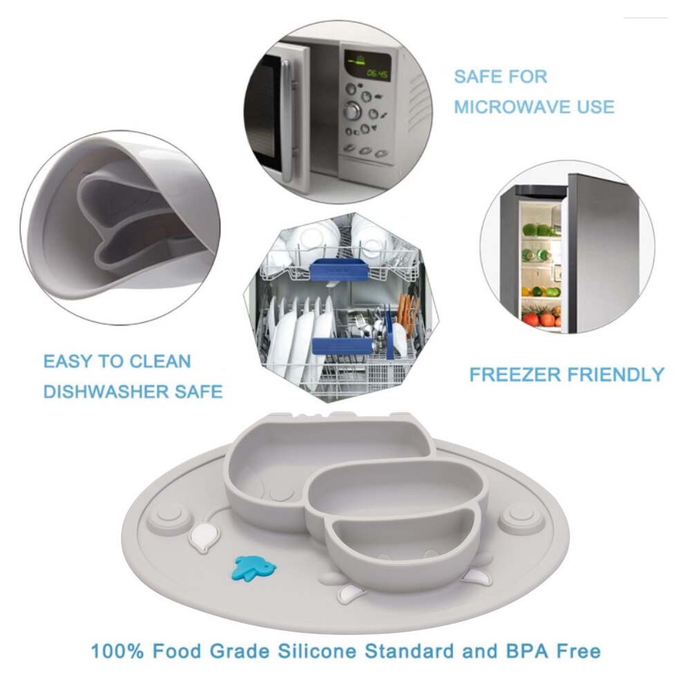 Qshare – assiette en Silicone pour bébé, vaisselle, récipient d&#39;alimentation pour enfants, napperon, plats pour nourrissons, bol d&#39;aspiration