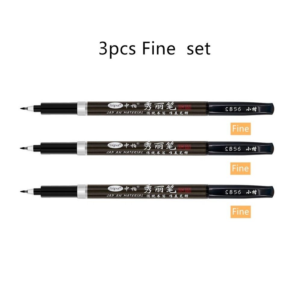 3 stücke Kalligraphie Stift einstellen Feinen Pinsel für Unterschrift Zeichnung Hand Schreiben Schriftzug Worte Malerei Kunst Liefert F867: 3Stck fein Spitze